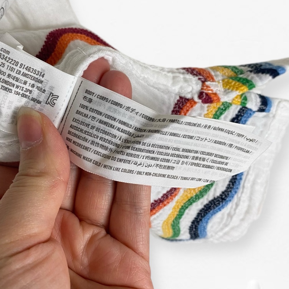 Abercrombie & Fitch Trevor Project White Cotton Shirt with Rainbow Embroidery - Picture 7 of 8